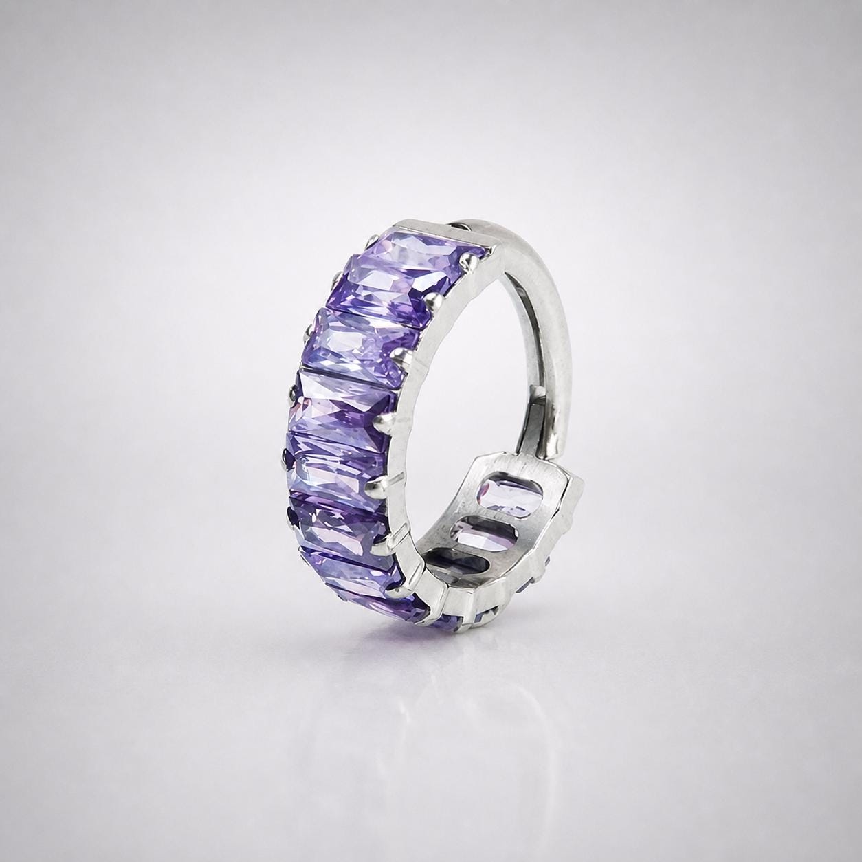 Titanium Rainbow Square Gem Septum Clicker detail 4