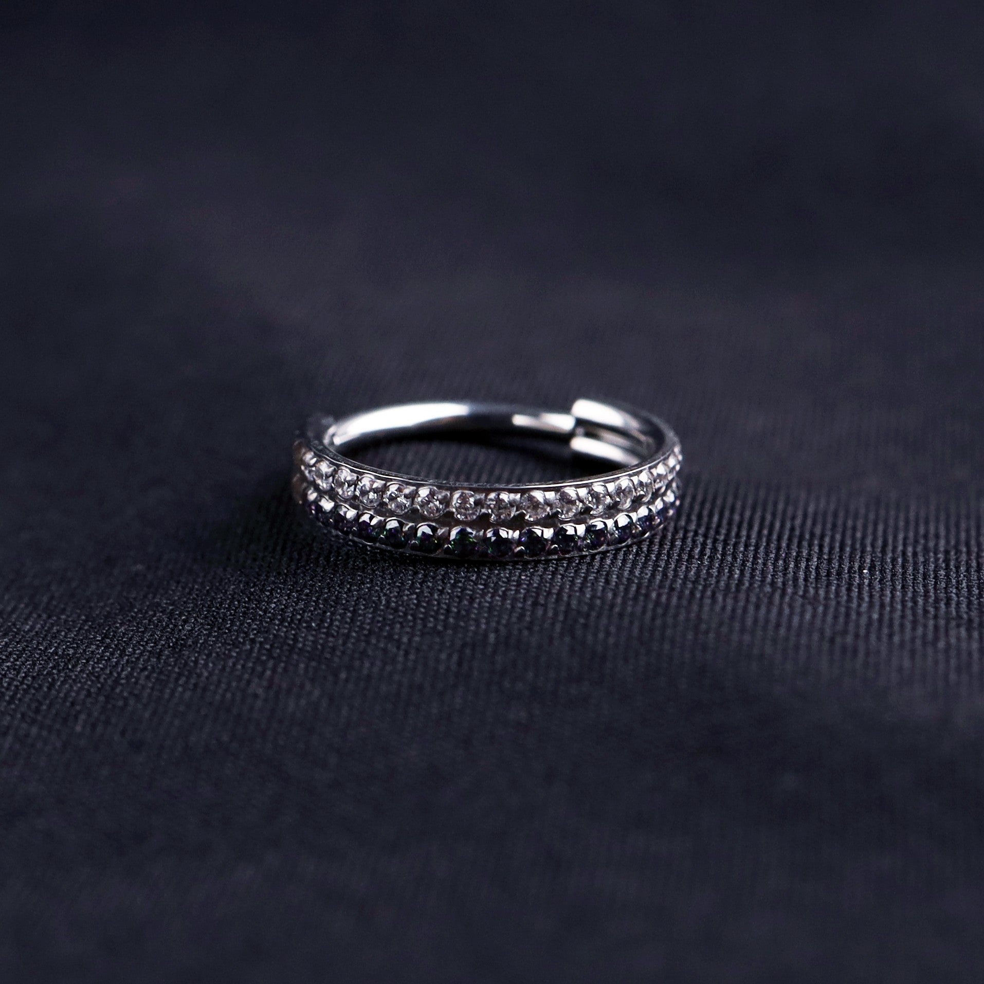 16G Double Layer CZ Titanium Segment Hoop - 16G Double Layer CZ Titanium Segment Hoop - Colorful by CRUXJEWELRY