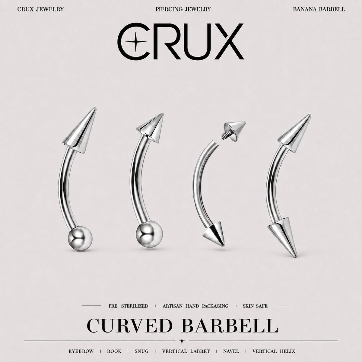 Twin Fang Titanium Eyebrow Barbell