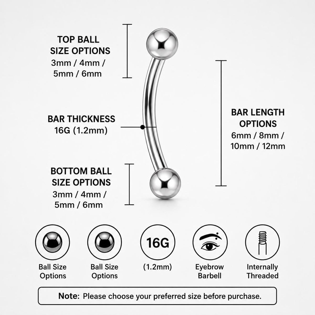 Twin Fang Titanium Eyebrow Barbell detail 8