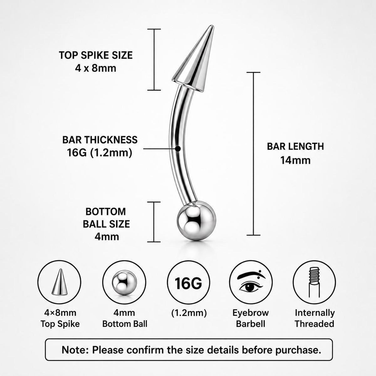 Twin Fang Titanium Eyebrow Barbell detail 11