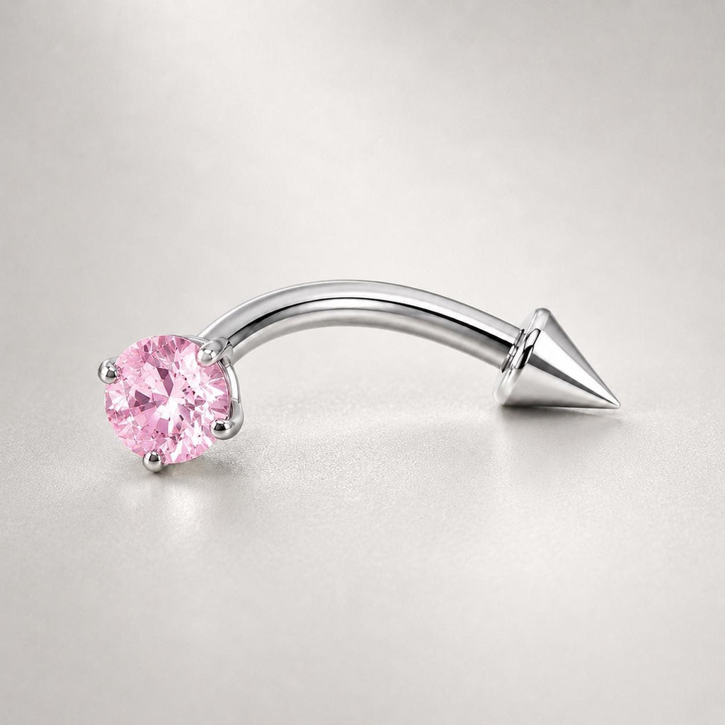 Clear CZ Spike Titanium Eyebrow Barbell detail 3
