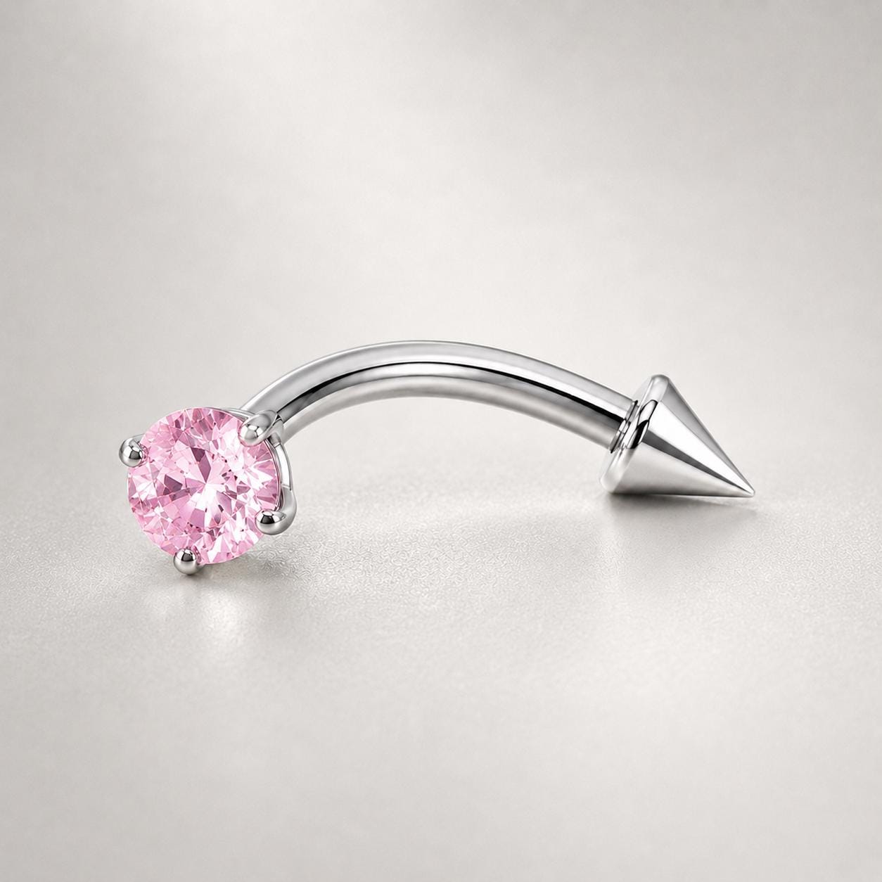 Clear CZ Spike Titanium Eyebrow Barbell detail 3