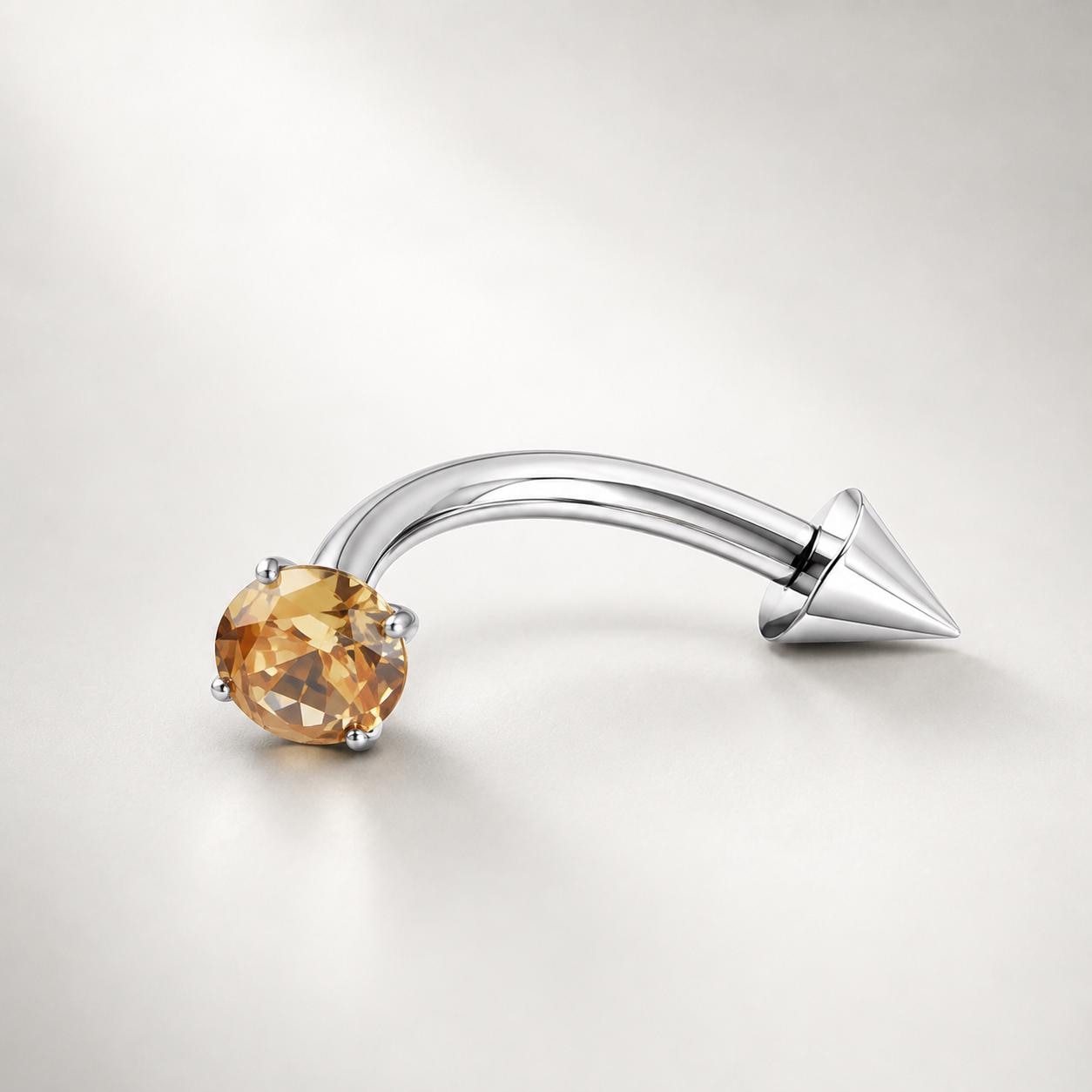 Clear CZ Spike Titanium Eyebrow Barbell detail 4