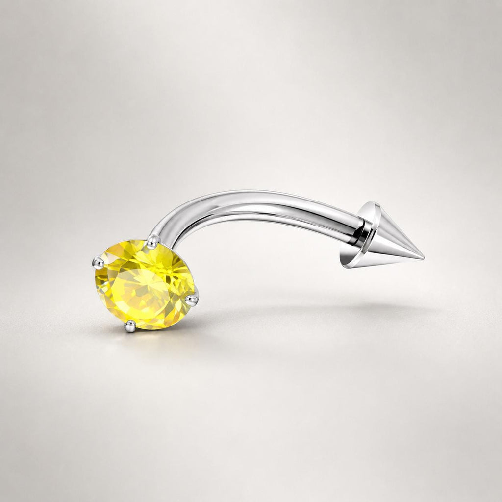 Clear CZ Spike Titanium Eyebrow Barbell detail 5