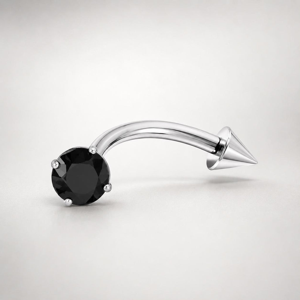 Clear CZ Spike Titanium Eyebrow Barbell detail 6