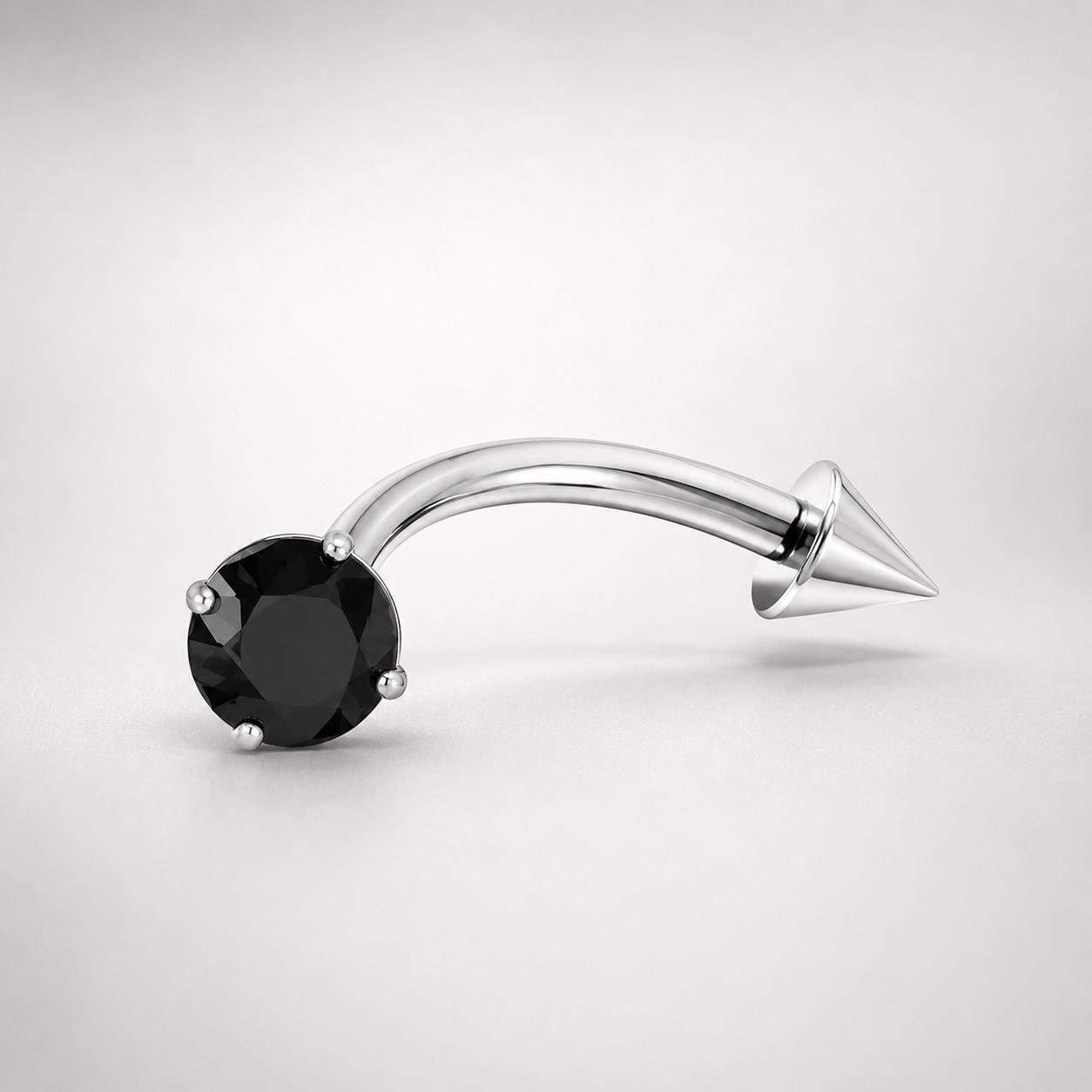 Clear CZ Spike Titanium Eyebrow Barbell detail 6