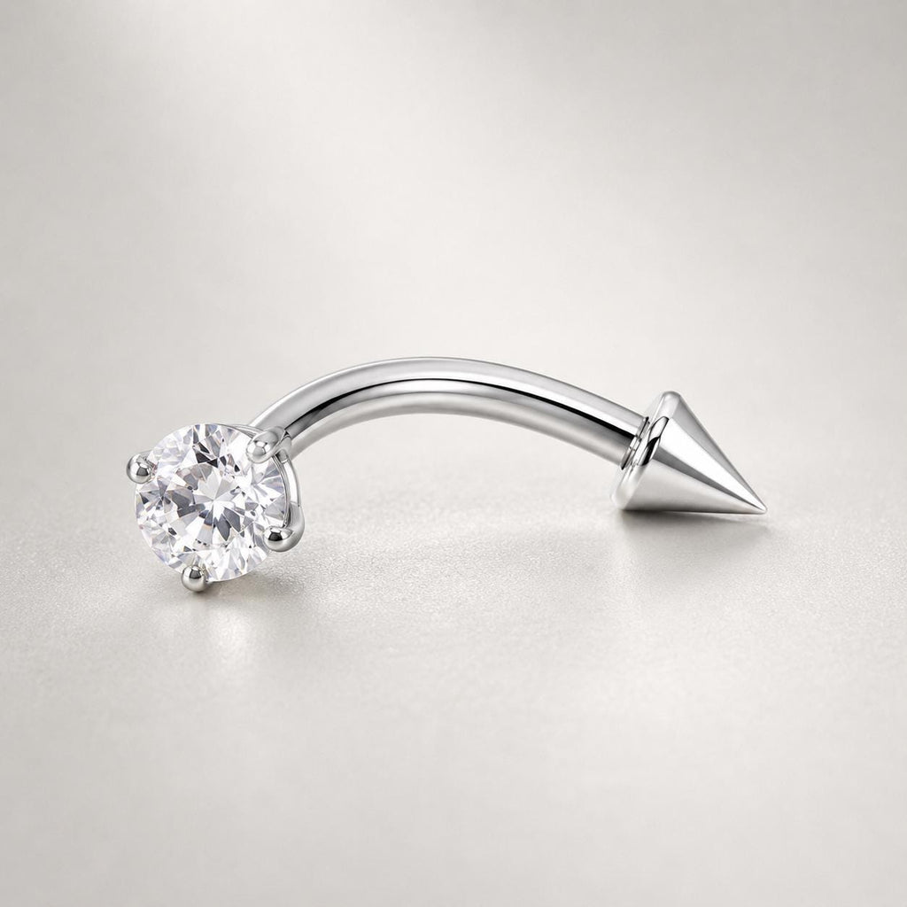 Clear CZ Spike Titanium Eyebrow Barbell detail 9