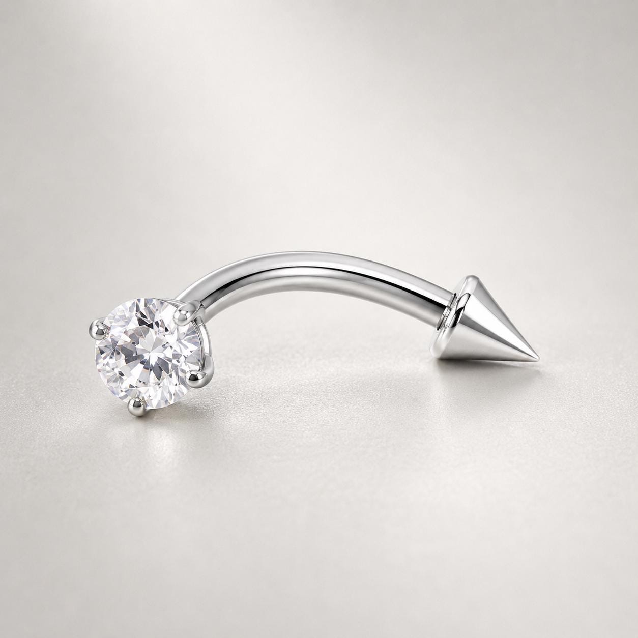Clear CZ Spike Titanium Eyebrow Barbell detail 9