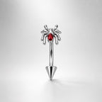 Red Gem Spider Titanium Eyebrow Barbell detail 4