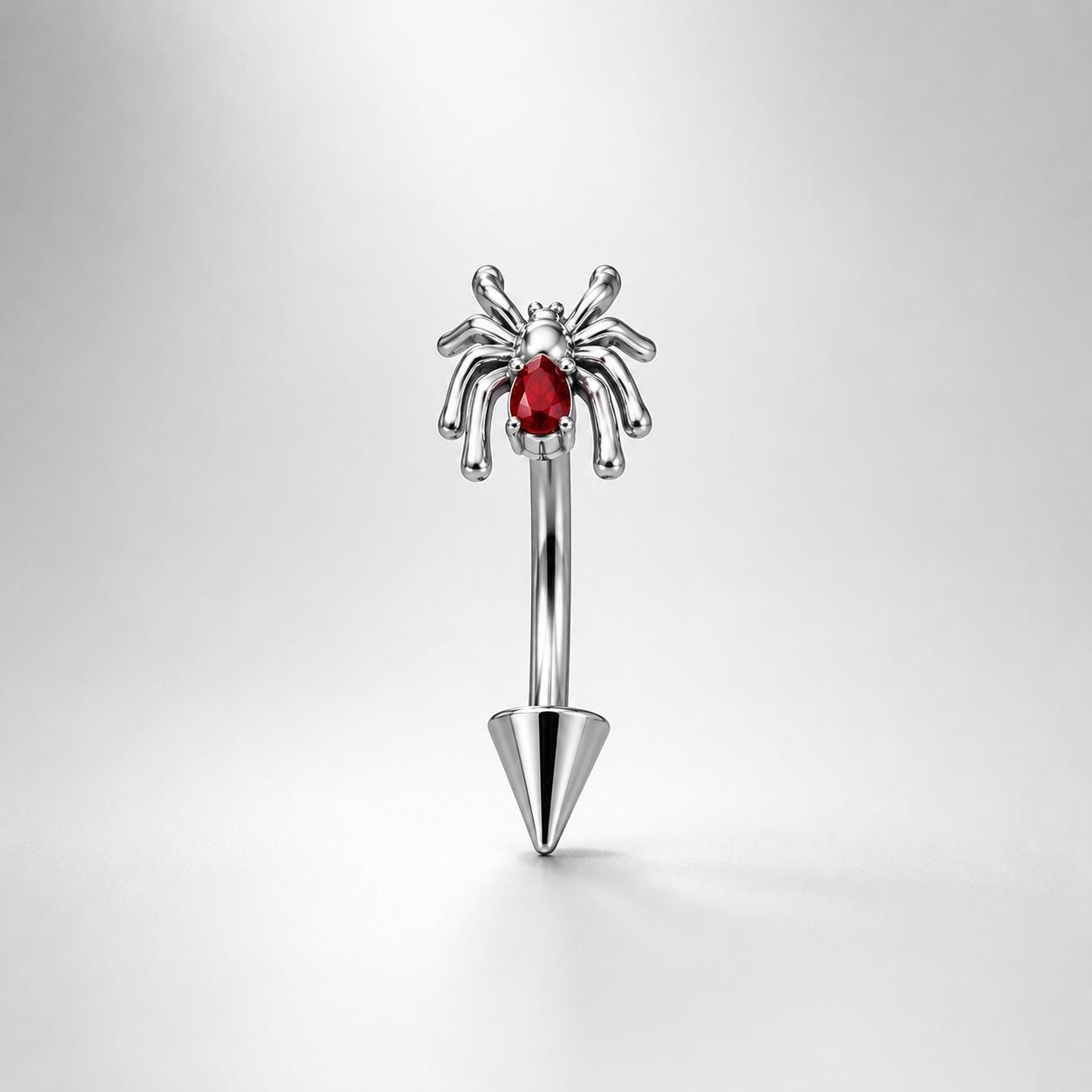 Red Gem Spider Titanium Eyebrow Barbell detail 4