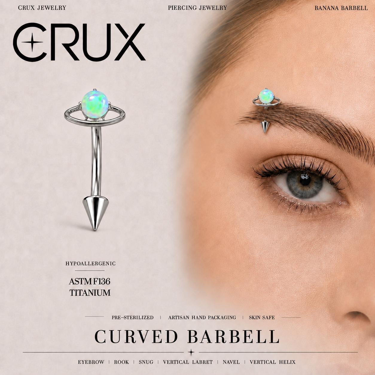 Saturn Opal Titanium Eyebrow Barbell