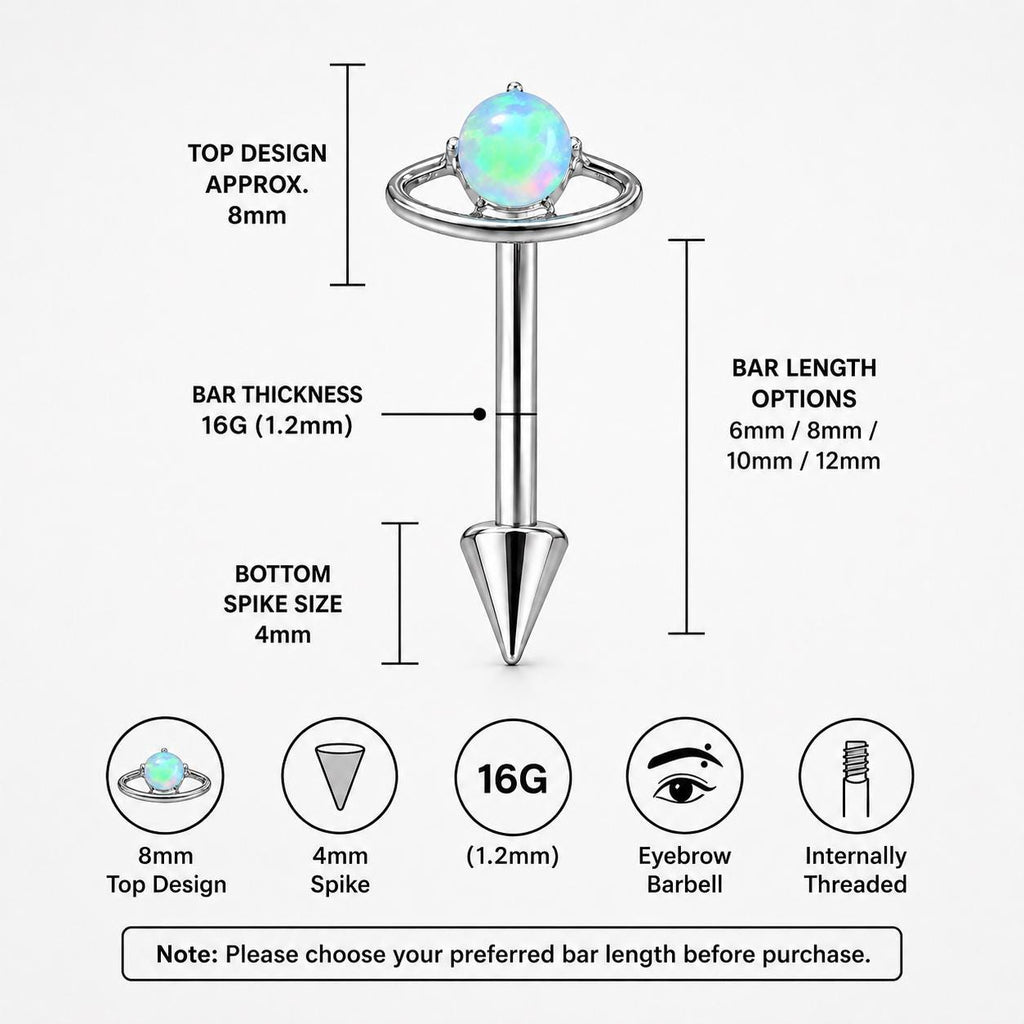 Saturn Opal Titanium Eyebrow Barbell detail 7