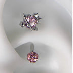 Saturn Heart Titanium Eyebrow Barbell detail 3