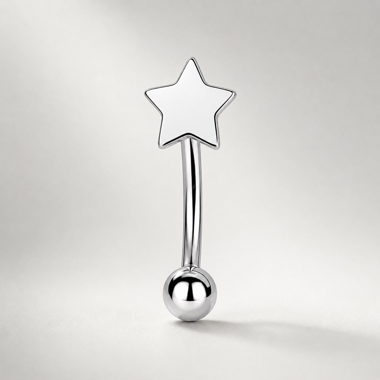 Silver Star Titanium Eyebrow Barbell detail 4
