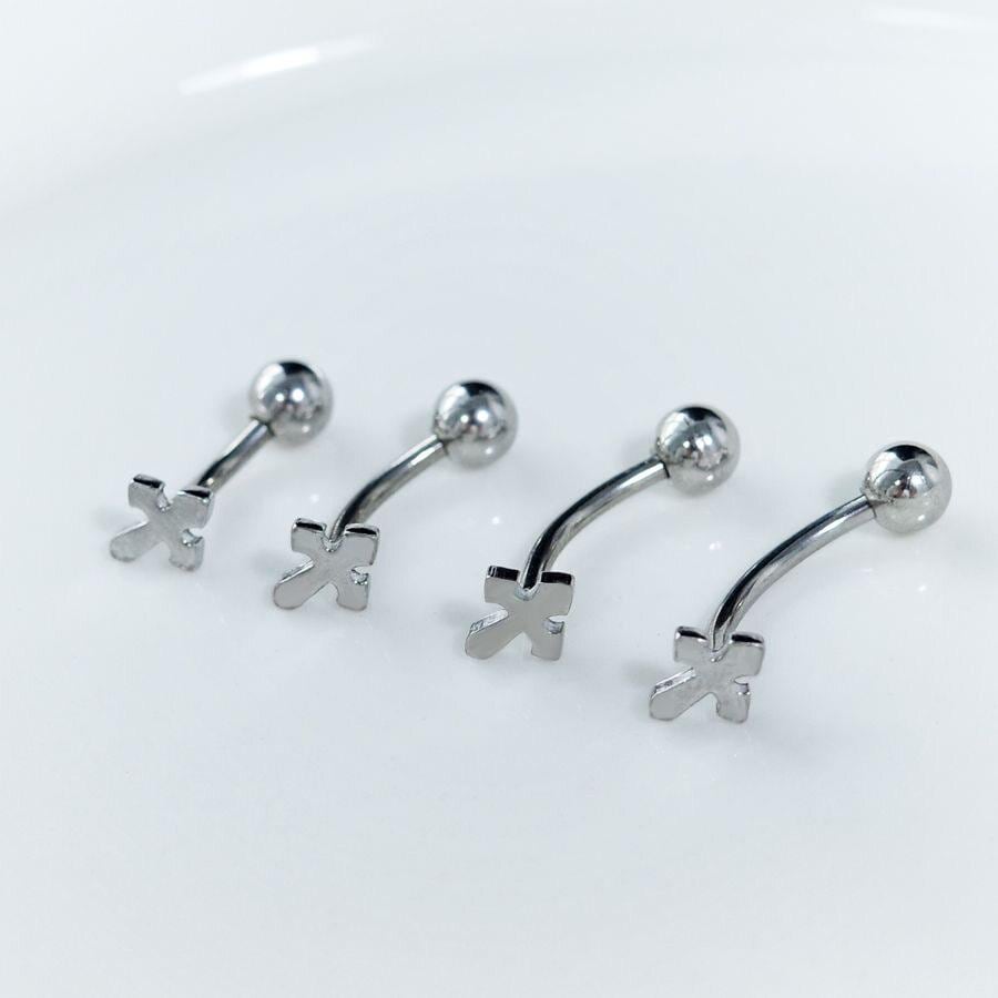 CZ Cross Titanium Eyebrow Barbell detail 2