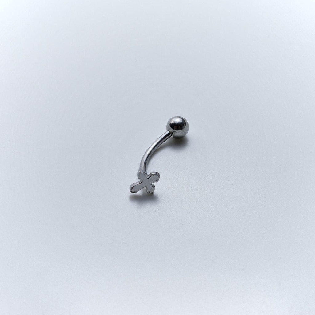 CZ Cross Titanium Eyebrow Barbell detail 4