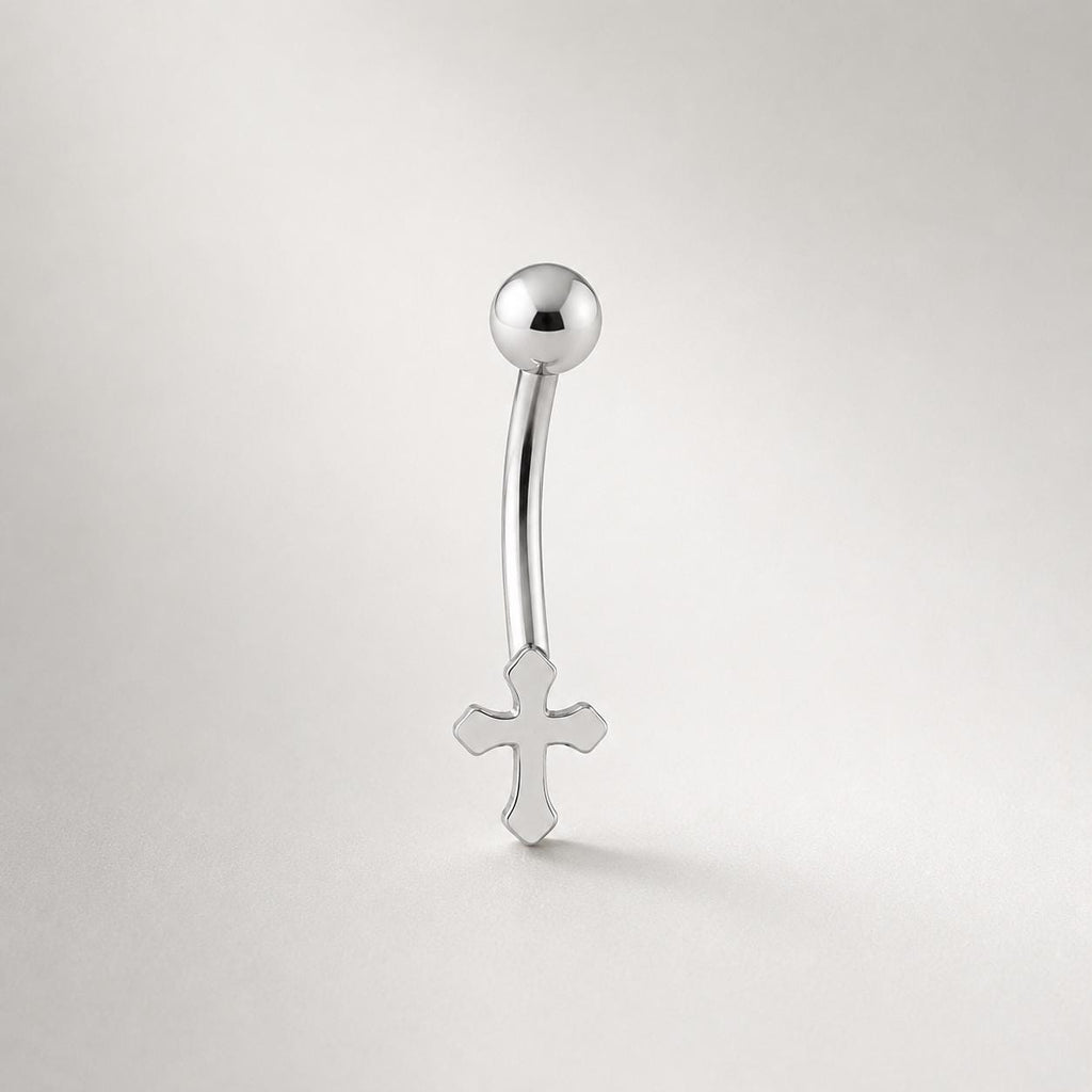 CZ Cross Titanium Eyebrow Barbell detail 5