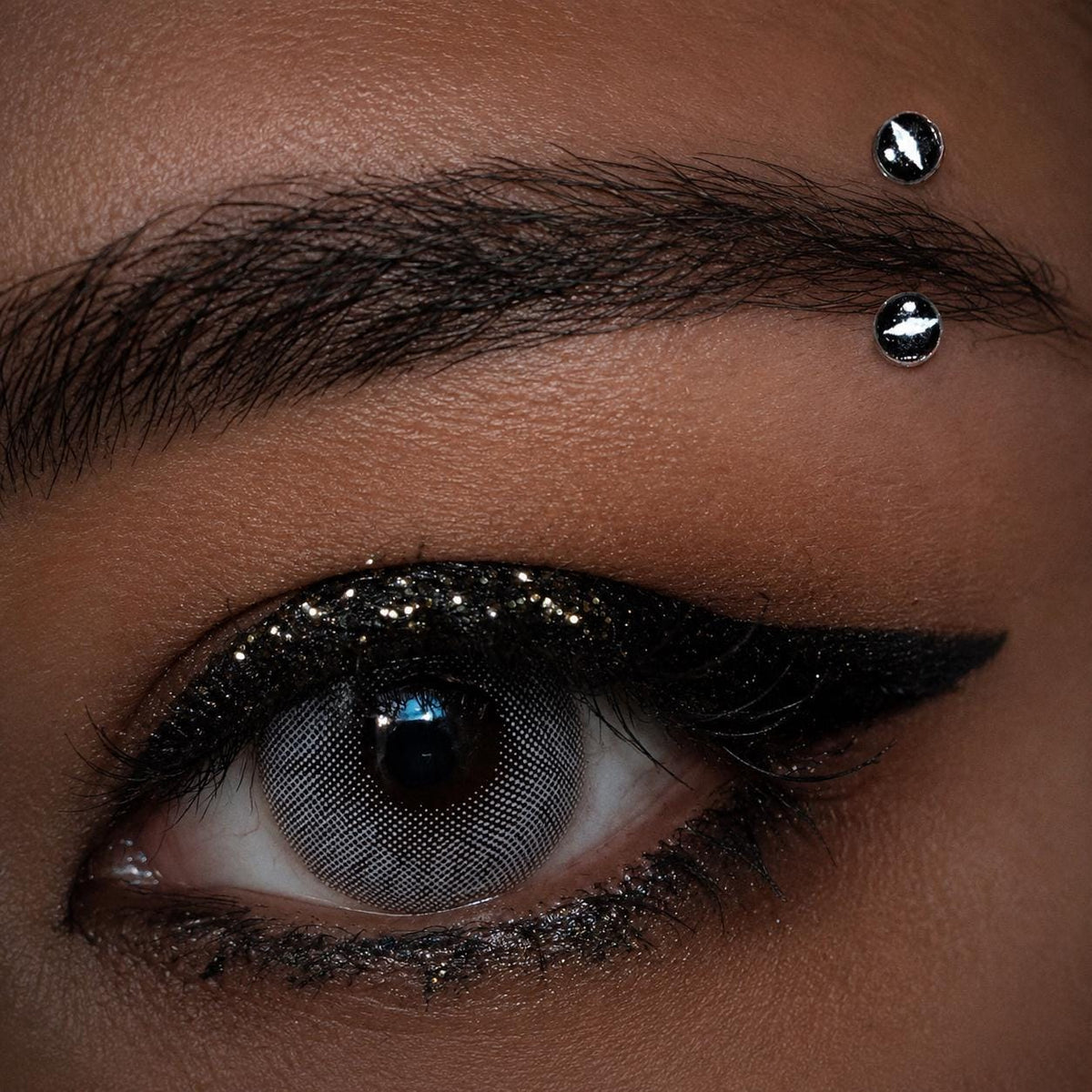 Pink Cat Eye Titanium Eyebrow Barbell detail 2