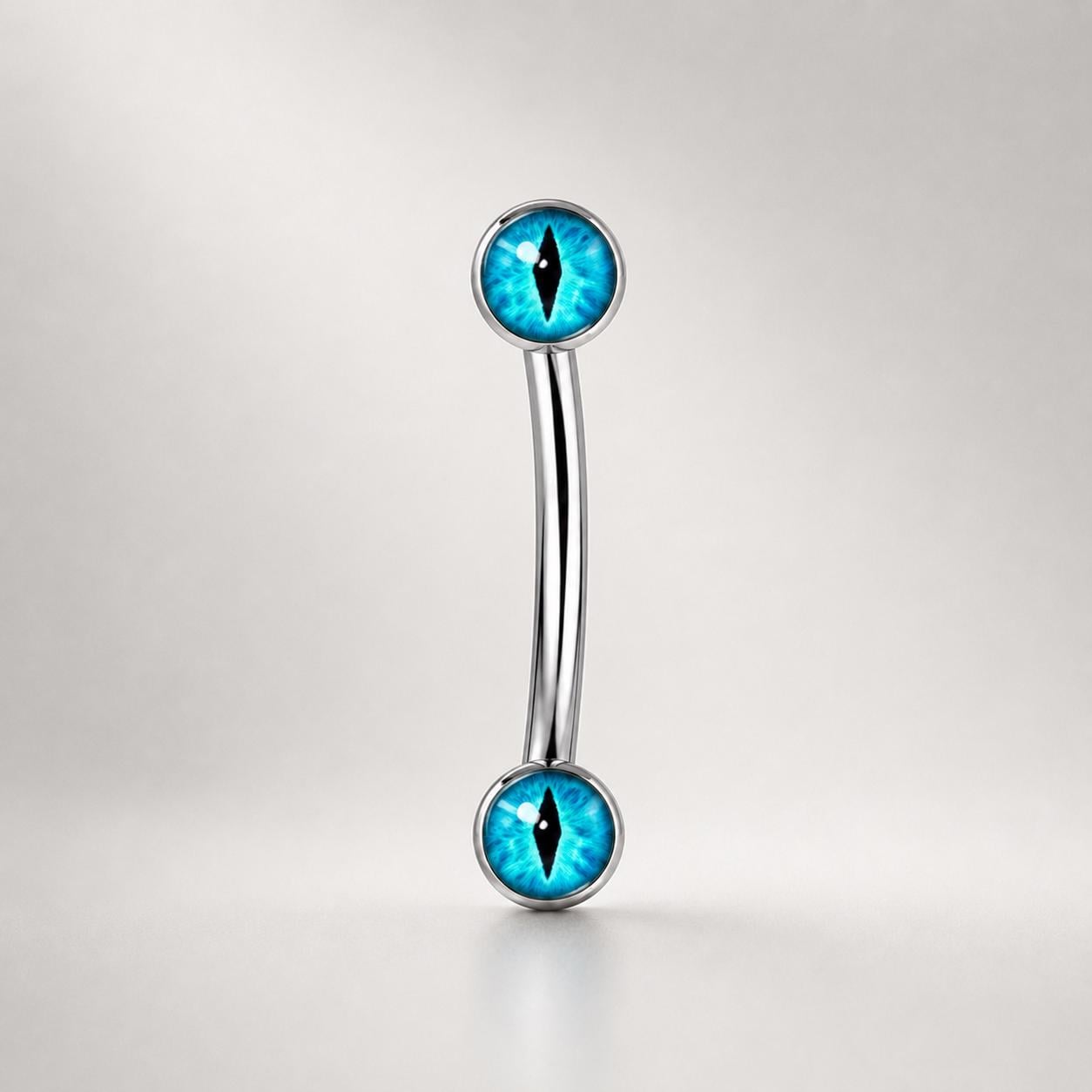 Pink Cat Eye Titanium Eyebrow Barbell detail 7