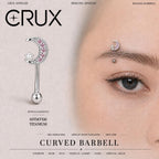 Moon Pearl CZ Titanium Eyebrow Barbell