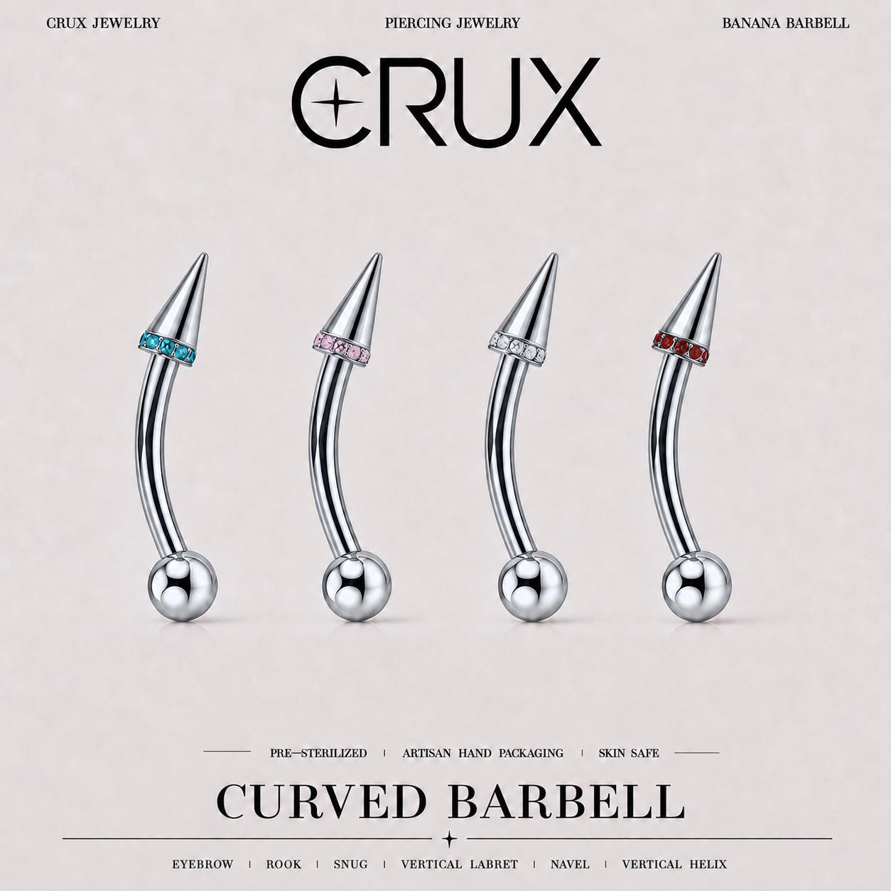 Pavé CZ Spike Titanium Eyebrow Barbell