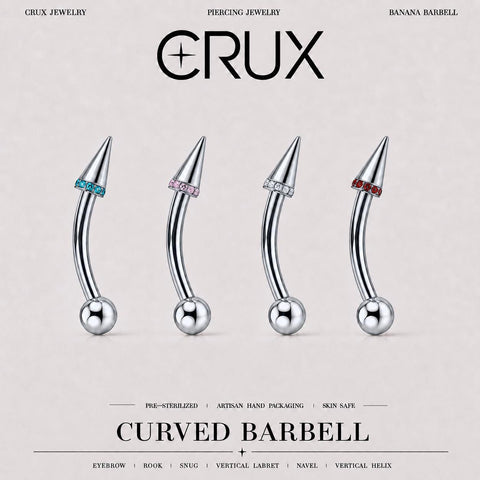 Pavé CZ Spike Titanium Eyebrow Barbell