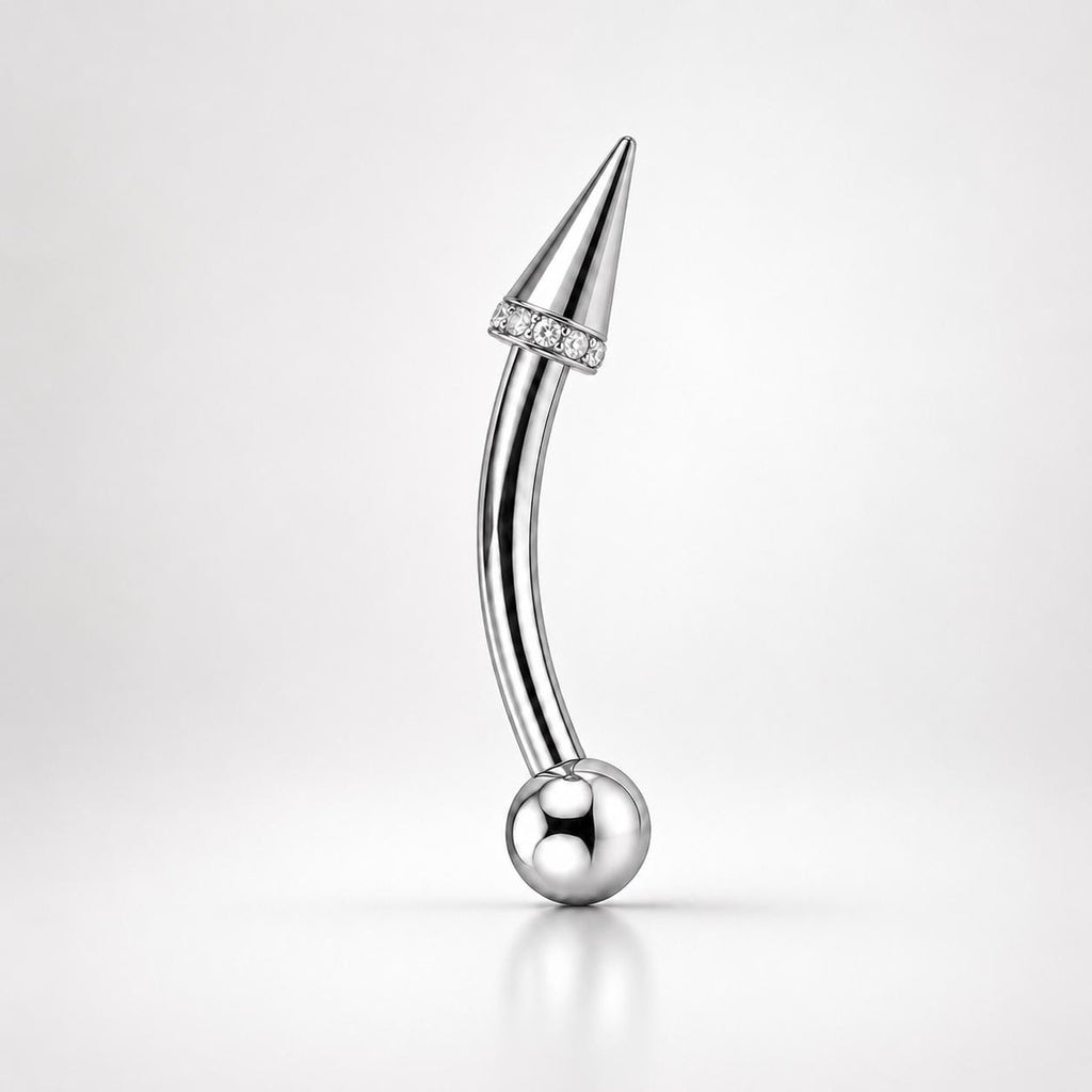 Pavé CZ Spike Titanium Eyebrow Barbell detail 10