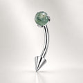 Moss Agate Titanium Eyebrow Barbell detail 5