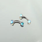 Moonstone Opal Titanium Eyebrow Barbell detail 2