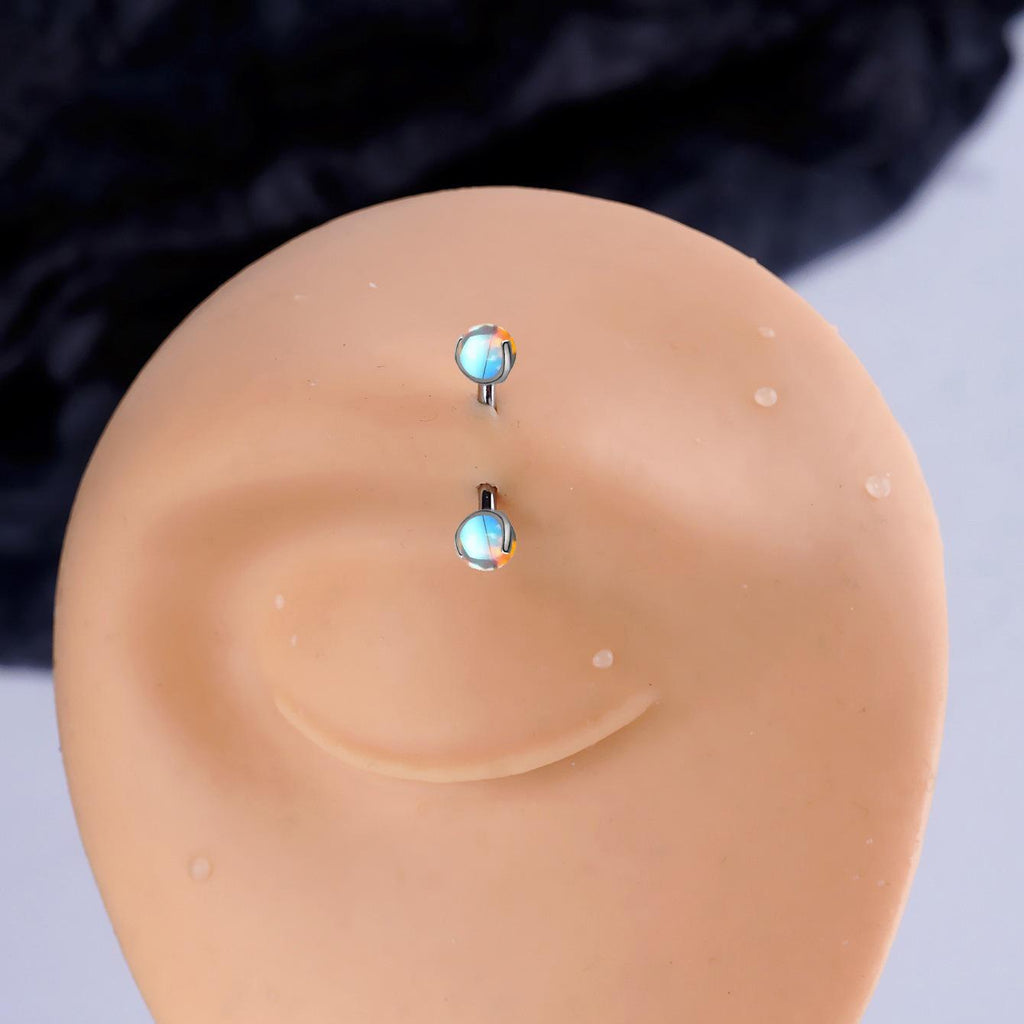 Moonstone Opal Titanium Eyebrow Barbell detail 3