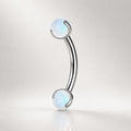 Moonstone Opal Titanium Eyebrow Barbell detail 4
