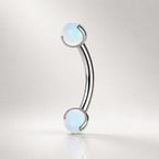 Moonstone Opal Titanium Eyebrow Barbell detail 4