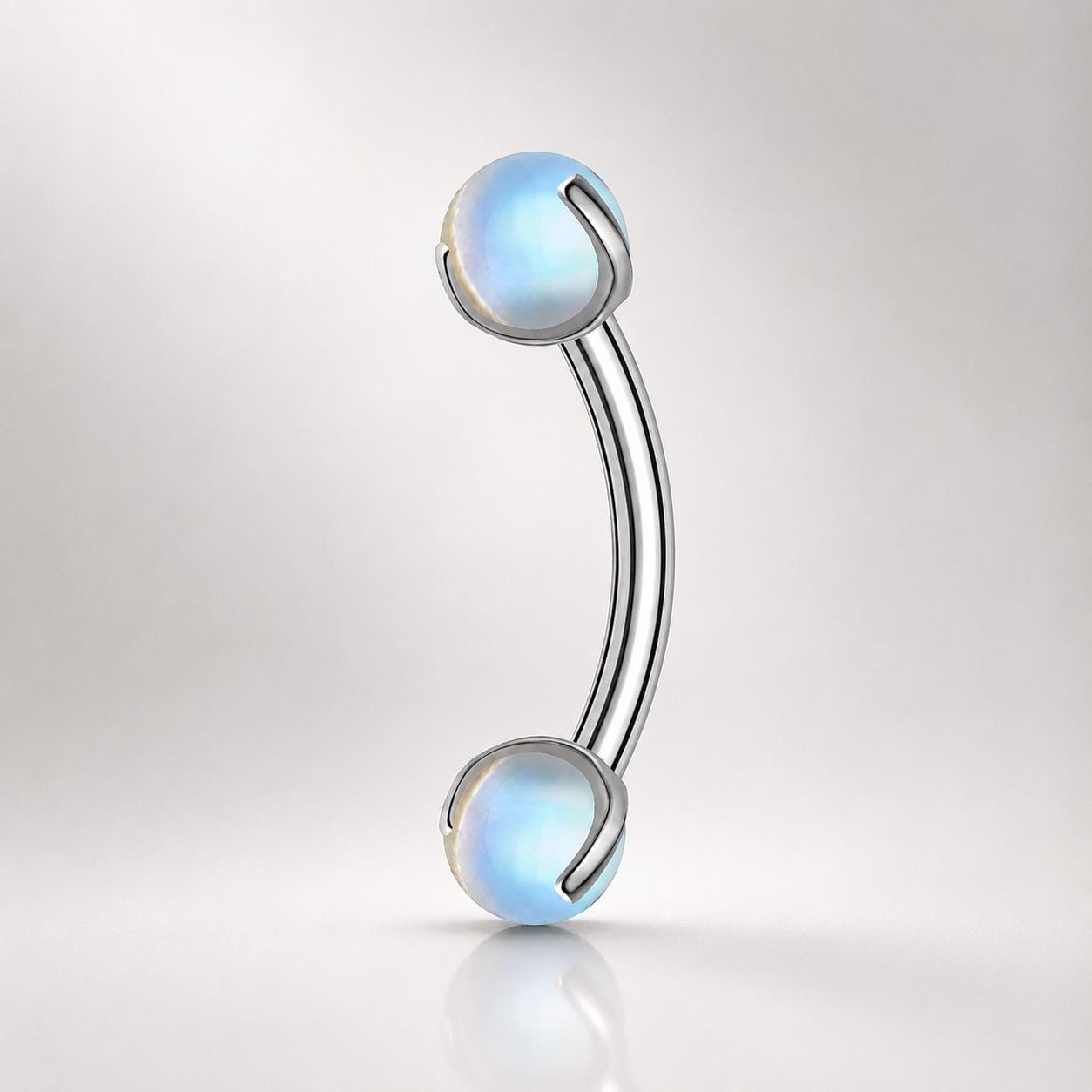 Moonstone Opal Titanium Eyebrow Barbell detail 5