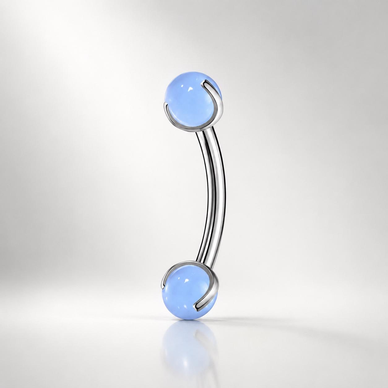 Moonstone Opal Titanium Eyebrow Barbell detail 6