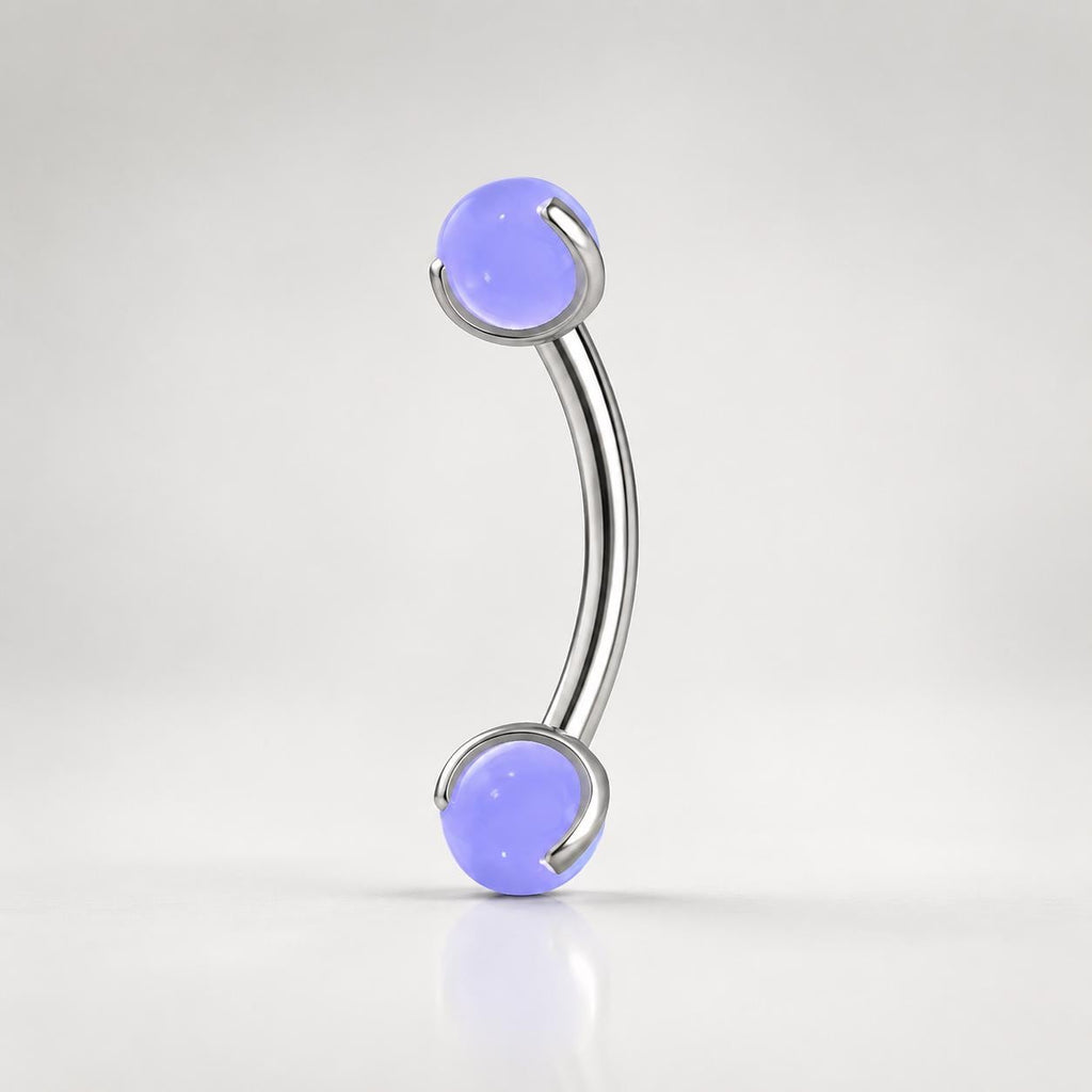 Moonstone Opal Titanium Eyebrow Barbell detail 7