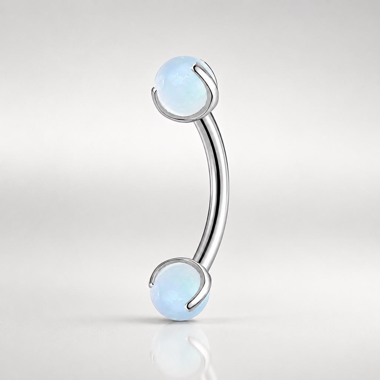 Moonstone Opal Titanium Eyebrow Barbell detail 8