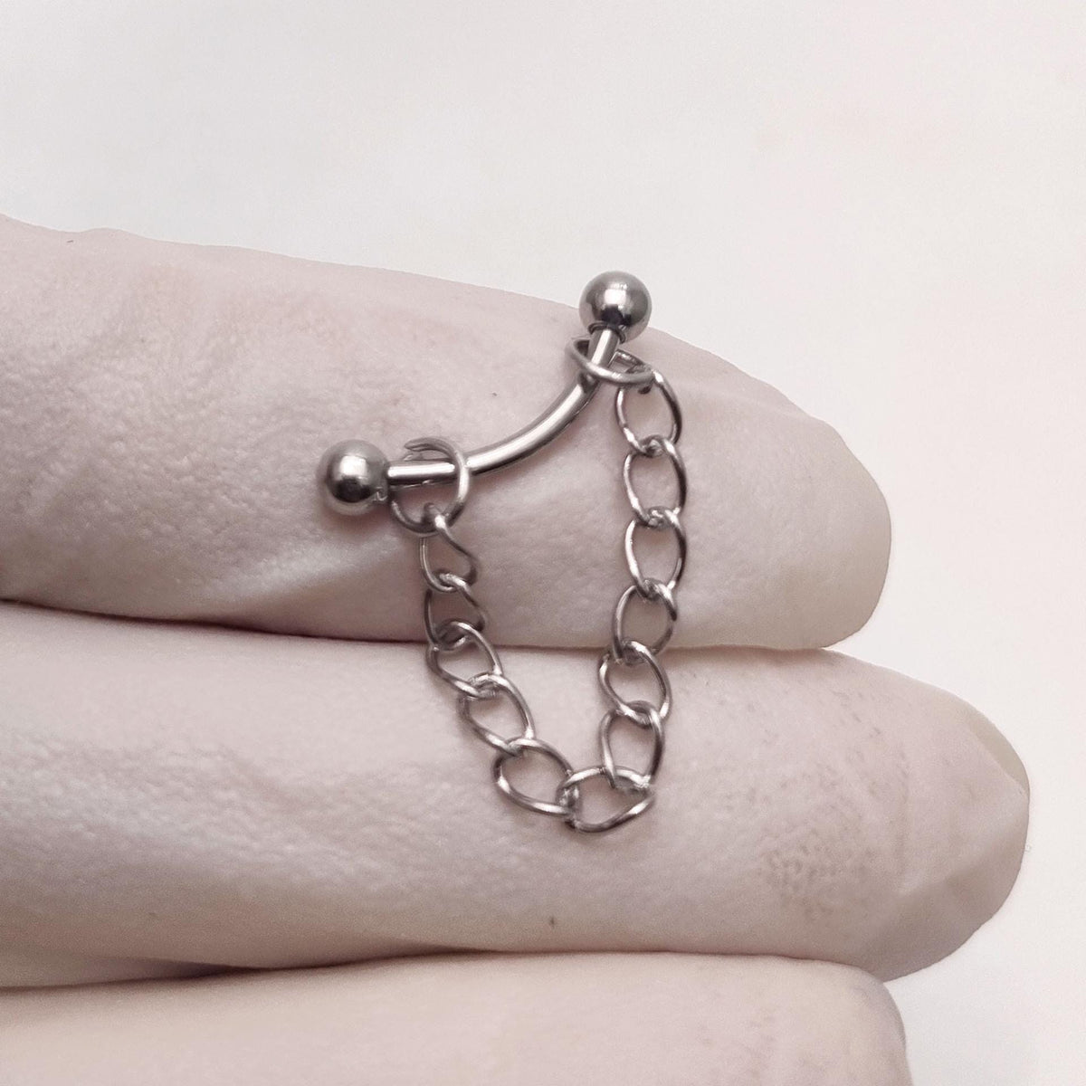 Silver Ball Chain Titanium Eyebrow Barbell detail 2