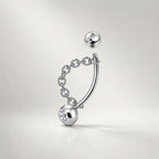 Silver Ball Chain Titanium Eyebrow Barbell detail 4