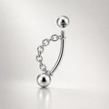 Silver Ball Chain Titanium Eyebrow Barbell detail 5
