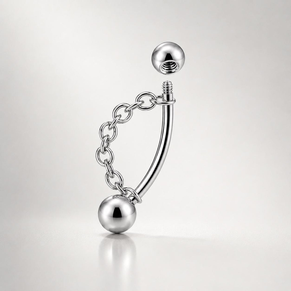 Silver Ball Chain Titanium Eyebrow Barbell detail 5