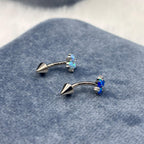 CZ Flower Titanium Eyebrow Barbell detail 2