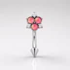 CZ Flower Titanium Eyebrow Barbell detail 4