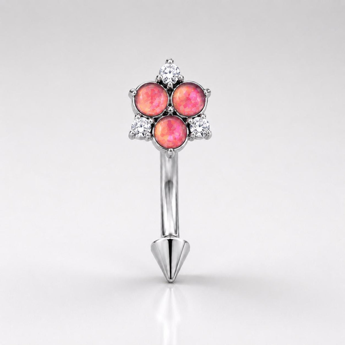 CZ Flower Titanium Eyebrow Barbell detail 4