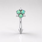 CZ Flower Titanium Eyebrow Barbell detail 5