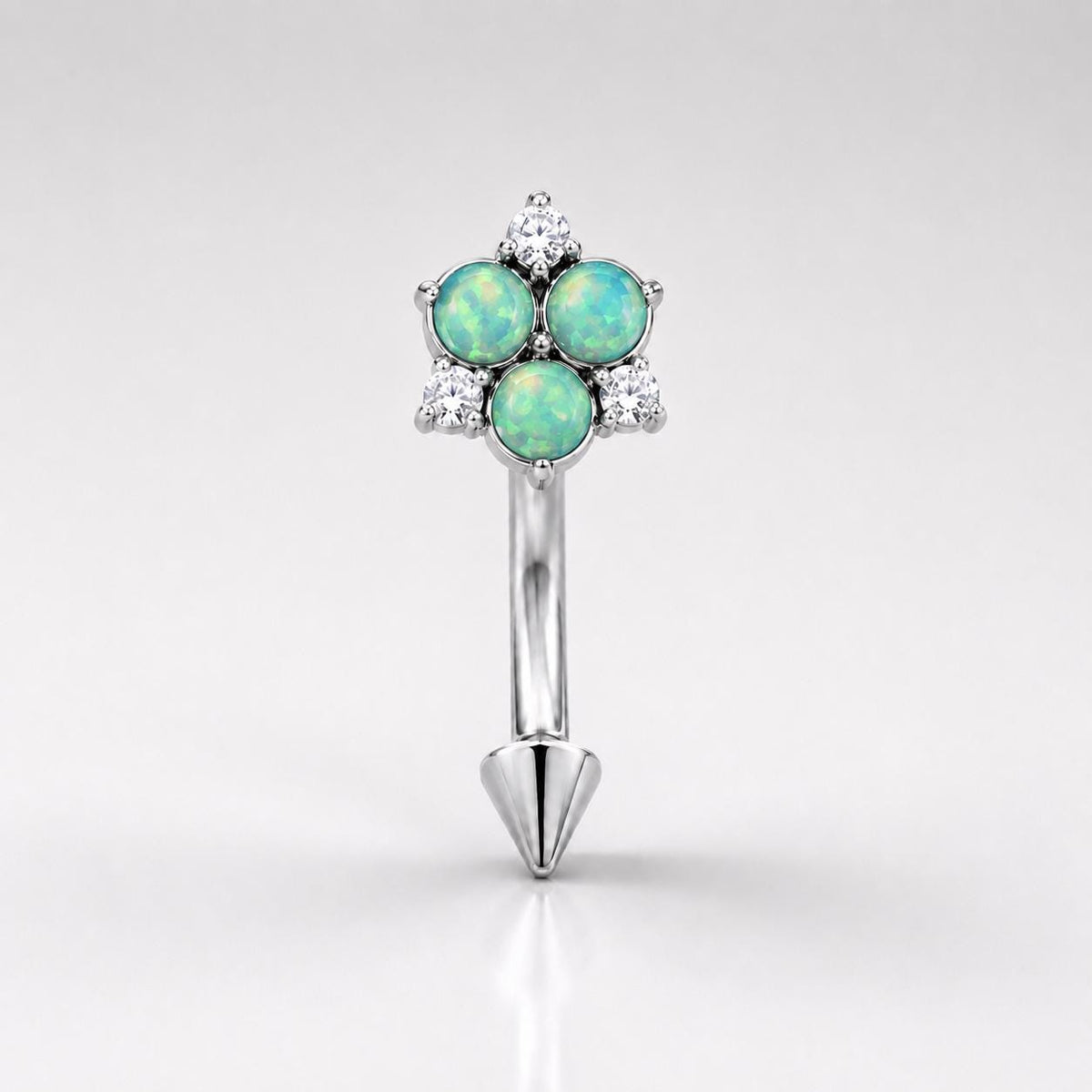 CZ Flower Titanium Eyebrow Barbell detail 5