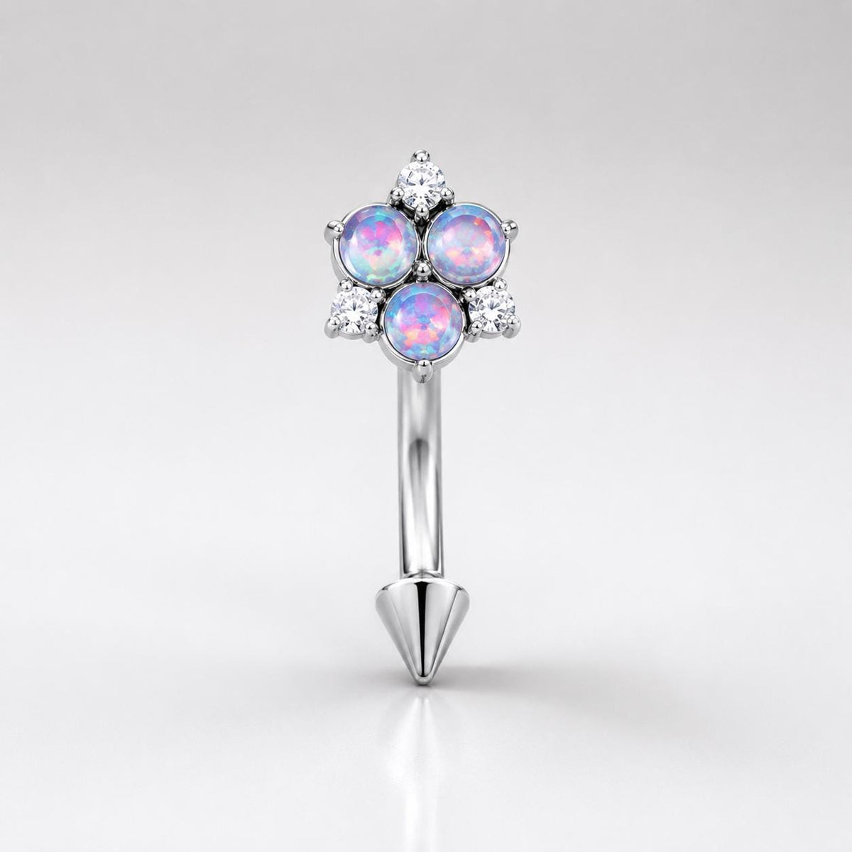 CZ Flower Titanium Eyebrow Barbell detail 11