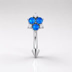 CZ Flower Titanium Eyebrow Barbell detail 12