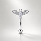 Pearl Bat Wing Titanium Eyebrow Barbell detail 5