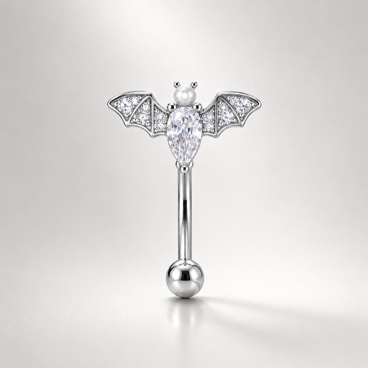 Pearl Bat Wing Titanium Eyebrow Barbell detail 5